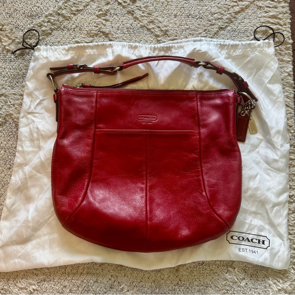 Coach Leather H0849-12684 Madison Large Hobo Red Y2k with dust bag 🍒 ❤️